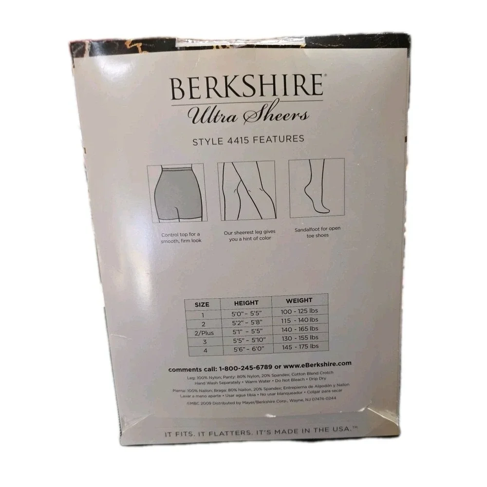 Berkshire Ultra Sheers Control Top Pantyhose Style 4415 Misty Grey‎ Size 4 - NWT